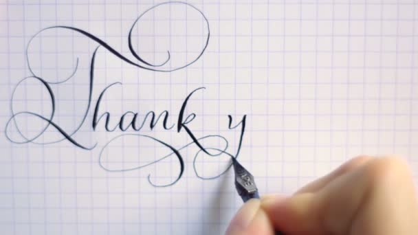Děkuji fráze kaligrafie a nápisy perem vintage písmo - Záběry, video