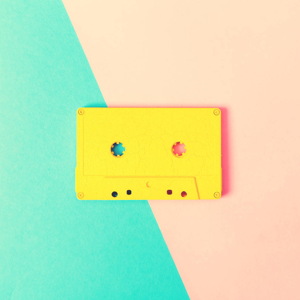 Retro cassette tapes on bright background - Foto, Imagem