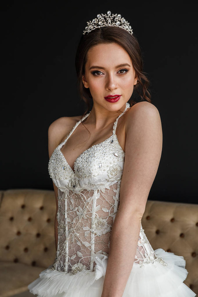 young woman in wedding dress - Photo, image