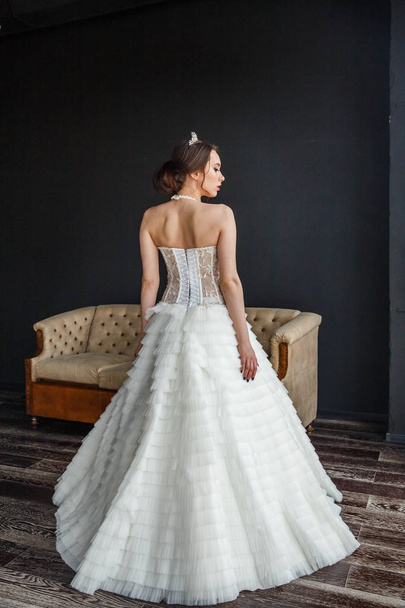 young woman in wedding dress - Фото, изображение