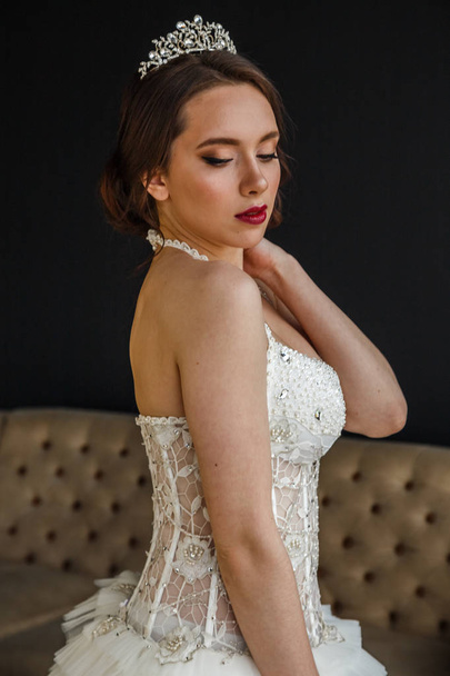 young woman in wedding dress - Photo, image