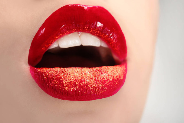 Lips of beautiful young woman  - 写真・画像