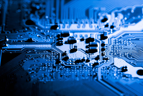 Abstract, close up of Electronic Circuits in Technology on Mainboard computer background  (logic board,cpu motherboard,Main board,system board,mobo) - 写真・画像