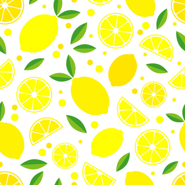 Seamless pattern with decorative lemons. Tropical fruits. Textile rapport. - Διάνυσμα, εικόνα