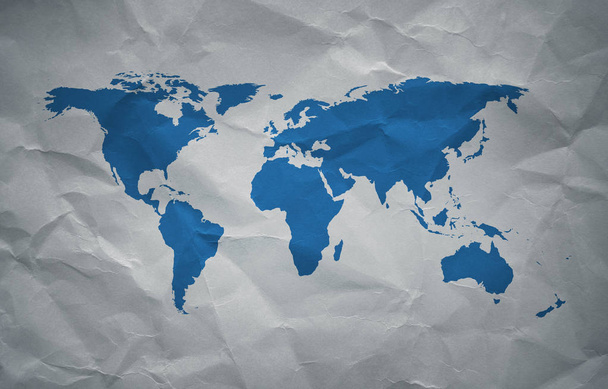 alte Weltkarte, zerknülltes Papier - Foto, Bild