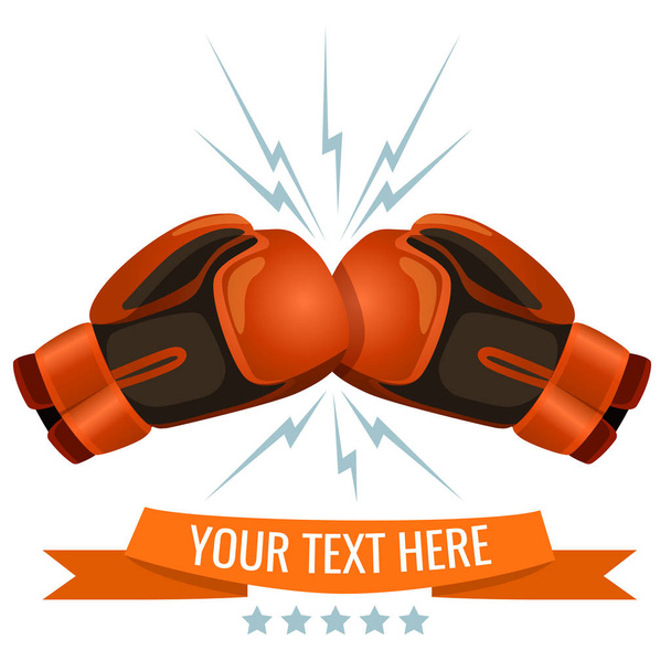 Boxing gloves hitting one another logotype design - Vetor, Imagem