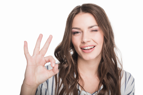 woman showing ok sign - Photo, Image
