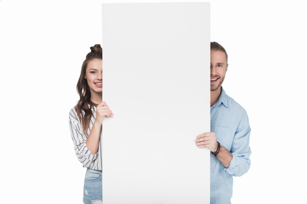 Couple with blank banner  - Photo, Image