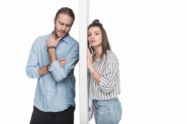 Young couple separated by wall  - Photo, Image