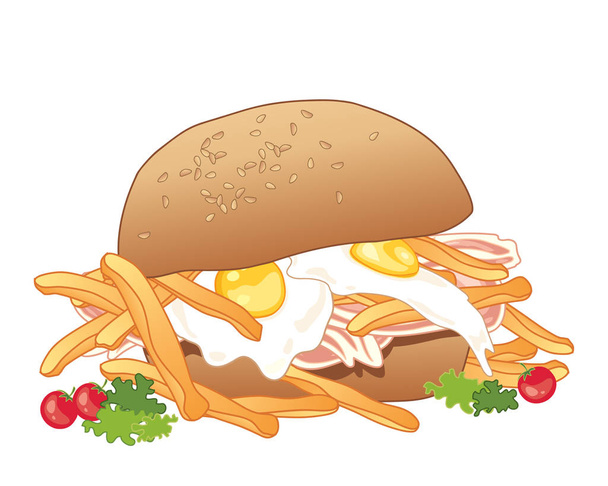 sándwich desordenado en blanco
 - Vector, imagen
