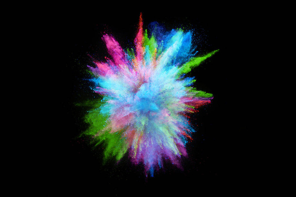 Explosão de pó colorido, isolado em fundo preto
 - Foto, Imagem