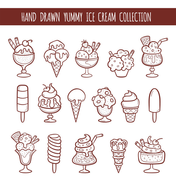 Hand drawn ice cream collection - Vektori, kuva