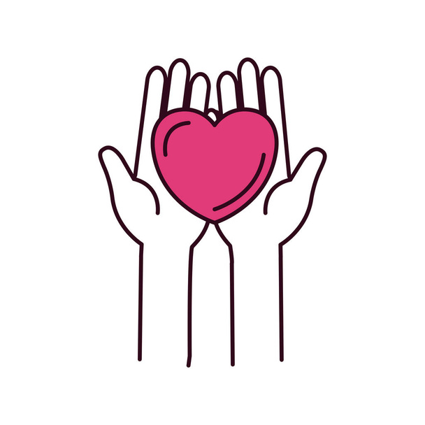 silhouette sections de couleur vue de face mains tenant dans les paumes un symbole de charité coeur
 - Vecteur, image