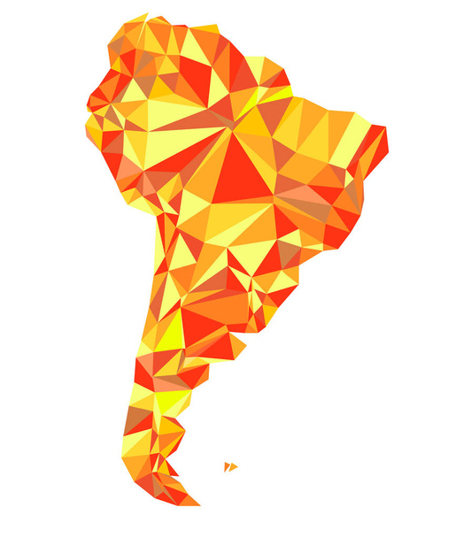 Abstraktní kontinent Jižní Ameriky z trojúhelníků. Origami styl - Vektor, obrázek