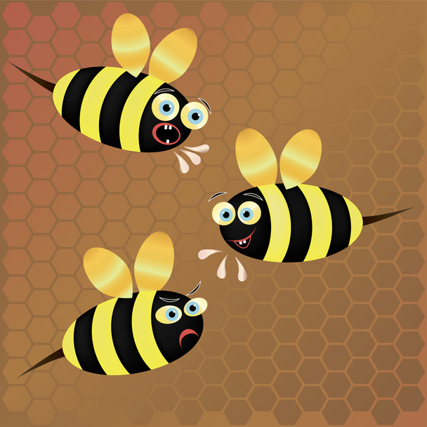 Abeille vectorielle sur fond nid d'abeille
 - Vecteur, image
