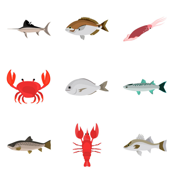 Set of sea food icons for web and mobile design - Wektor, obraz