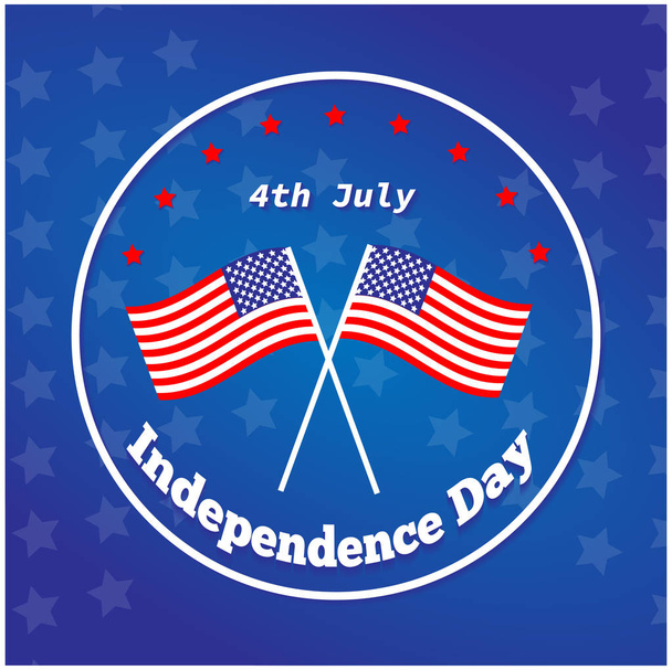 Amerikai függetlenség napja 4 th július. Üdvözlőlap tervezés. Nemzeti zászló. Vektoros illusztráció. Hazafias szimbólum holiday poszter. Boldog függetlenség napja, ünnepe Usa háttérkép. - Vektor, kép