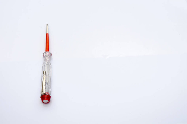 electrical tester screwdriver isolated on white background.Industry - 写真・画像