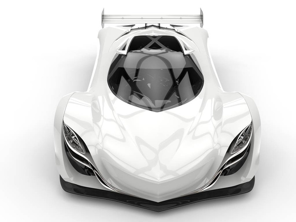 Temiz beyaz futuristic yarış konsept otomobil - görünüm üst - Fotoğraf, Görsel