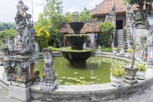 BALI, INDONESIA , CIRCA APRIL 2016. traditional temple Lempuyang on Agung mount background - Bali island symbol. Culture and architecture of Asian people, Indonesian and Balinese landscapes - Photo, Image