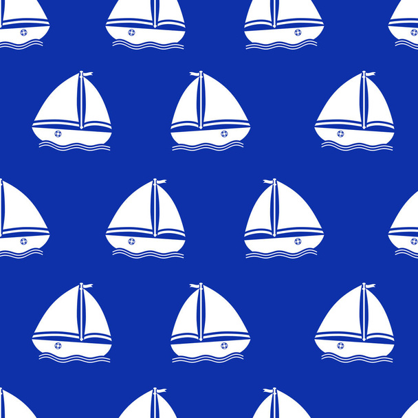 Vector seamless pattern with yachts - Διάνυσμα, εικόνα