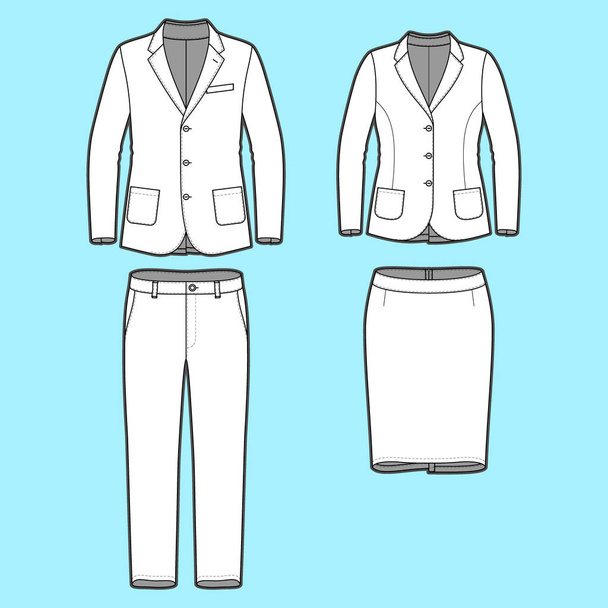 Conjunto de una chaqueta, pantalones y falda
 - Vector, Imagen
