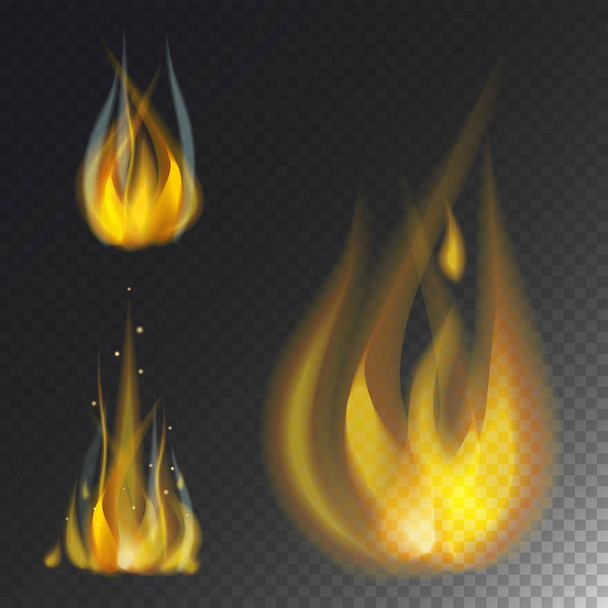 Forró tűz láng éget vektor ikon meleg veszély és a főzés sárga máglya fény lángoló tábortűz. - Vektor, kép