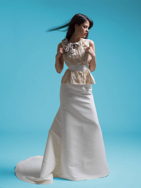 Portrait of beautiful young woman in wedding dress - Foto, Imagen