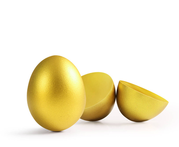 golden  easter egg isolated - Photo, Image