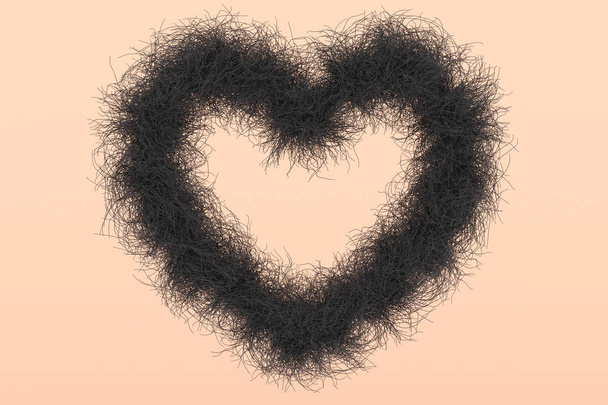 Forma di cuore con i capelli neri come simbolo contro la barba femminile
 - Foto, immagini