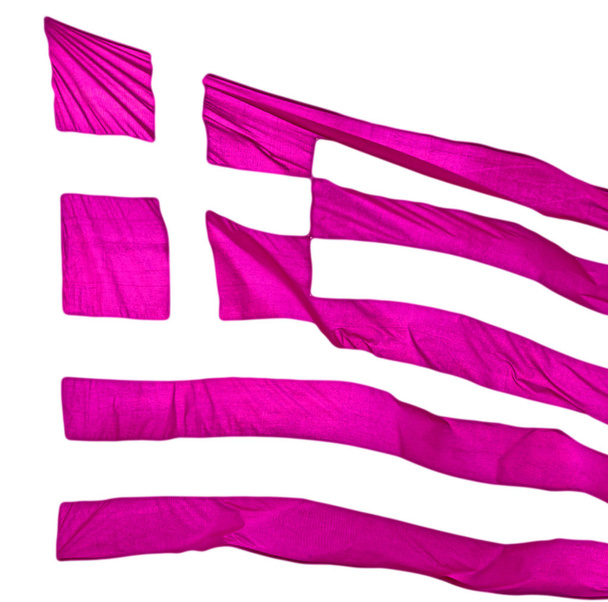 branco acenando bandeira greece no céu azul e mastro de bandeira
 - Foto, Imagem