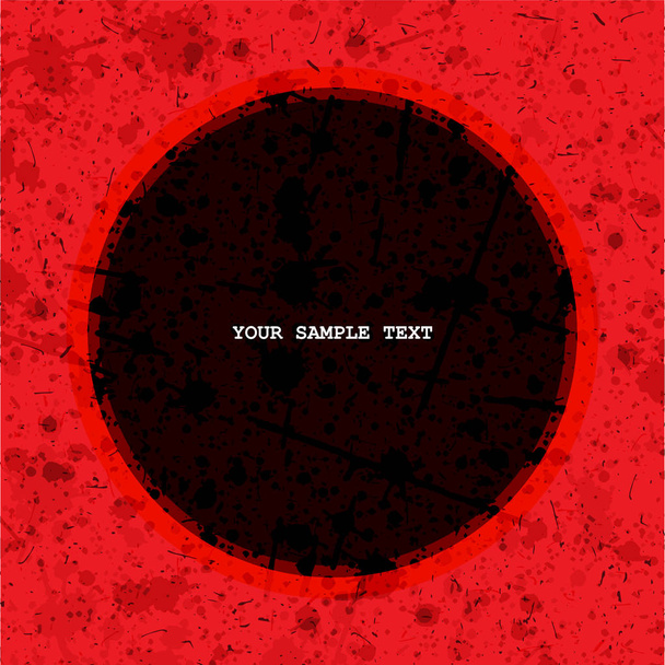 Cerchio nero con posto per testo su sfondo rosso grunge. Spruzzi d'acqua, forme sporche. Illustrazione vettoriale
 - Vettoriali, immagini