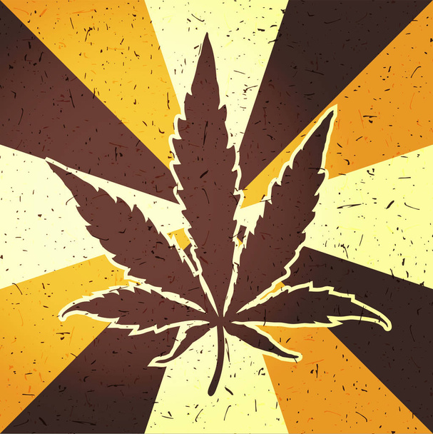 Cannabis leaf on grunge color background - Διάνυσμα, εικόνα