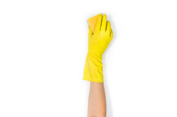 Naiset käsi puhdistus eristetty valkoisella pohjalla
 - Valokuva, kuva