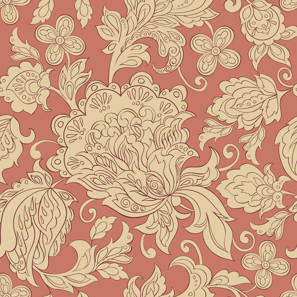 folkloric flowers seamless pattern. ethnic floral vector ornament - Вектор,изображение