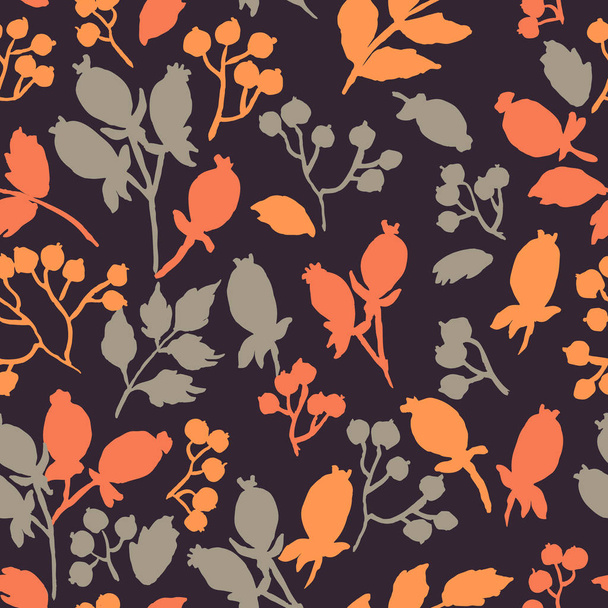 hand drawn silhouettes of berries seamless pattern. vector illustration for your design - Vettoriali, immagini