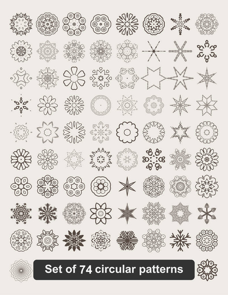 Set of 74 ornate vector mandala symbols. - ベクター画像