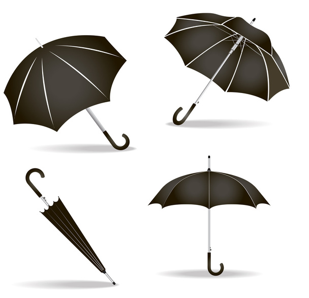 Fekete esernyő készlet - Vektor, kép