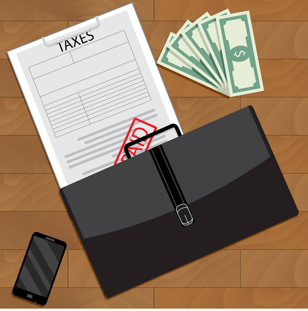 Successfully paid taxes top view - Vector, Image