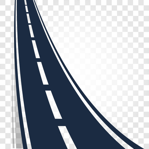 Estrada de cor preta isolada ou rodovia com marcações divisórias na ilustração vetorial de fundo branco
 - Vetor, Imagem