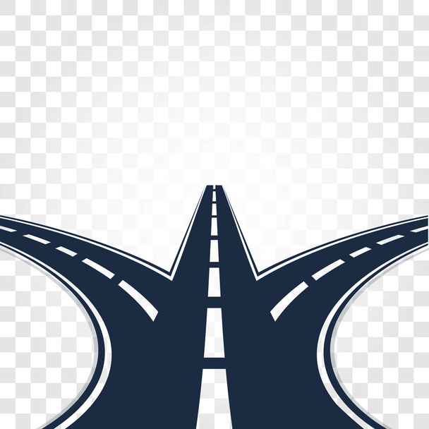 Isolated black color road or highway with dividing markings on white background vector illustration. - Vector, Image