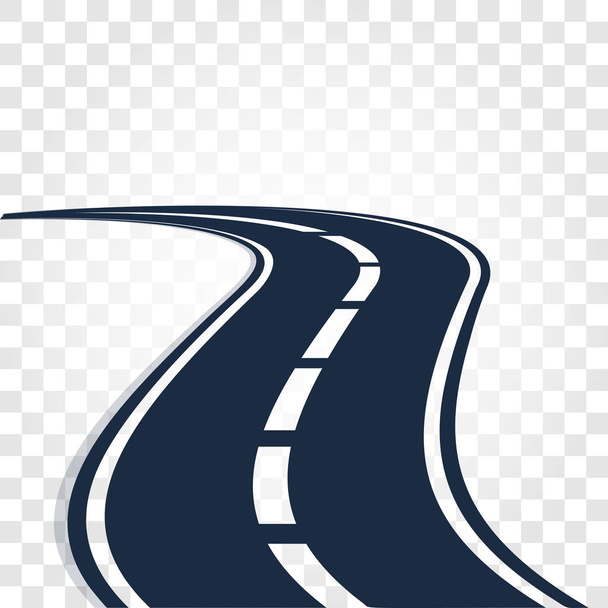 Strada isolata di colore nero o autostrada con segni di divisione su sfondo bianco vettoriale illustrazione
. - Vettoriali, immagini
