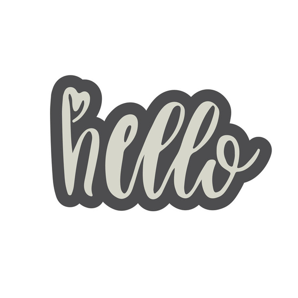 Hand drawn hello word isolated vector illustration in patch style - Vector, Image