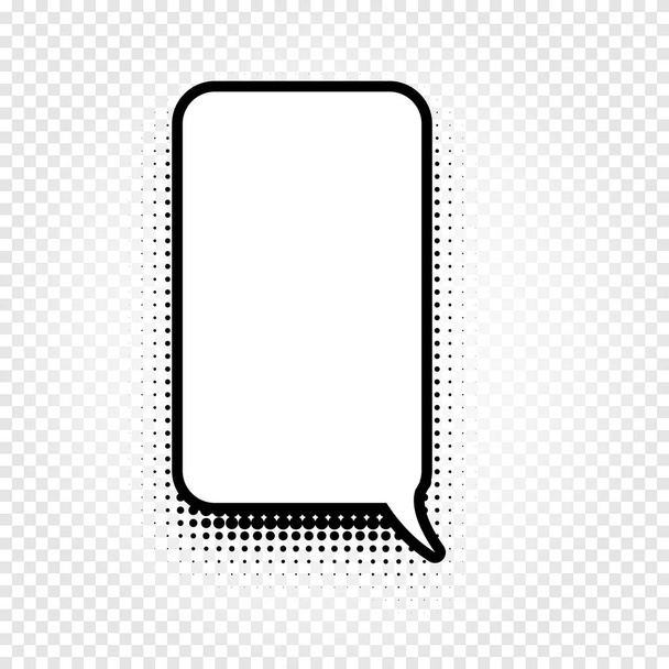 Ícone de balão de discurso cômico em preto e branco abstrato isolado em fundo quadriculado, sinal de caixa de diálogo, ilustração de vetor de quadro de diálogo
 - Vetor, Imagem