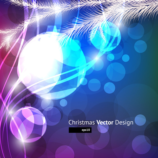 Christmas background with baubles and christmas tree - Vektor, obrázek