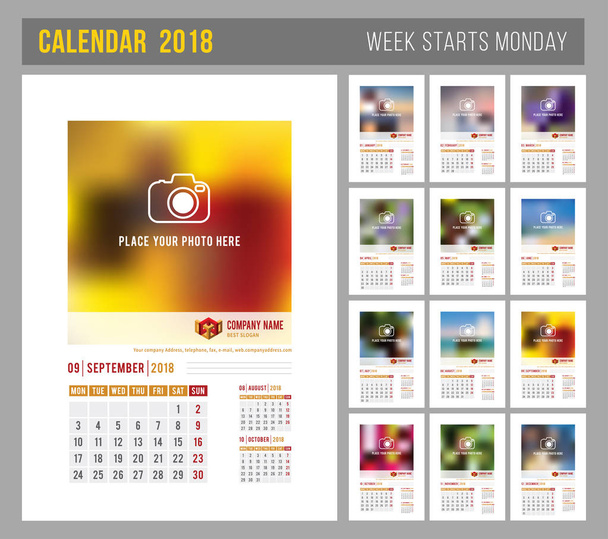 Šablona kalendáře 2018 - Vektor, obrázek