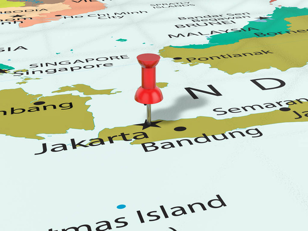 Anstecknadel auf der Jakarta-Karte - Foto, Bild