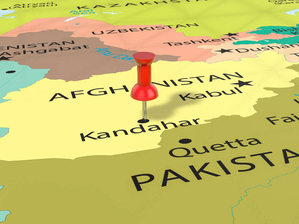 Pushpin on Kandahar map - Photo, Image