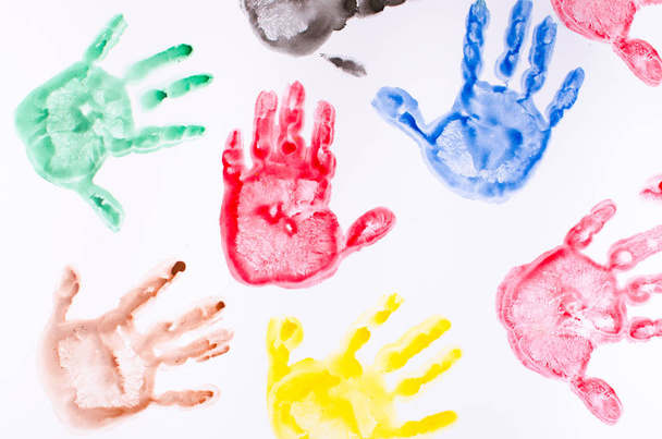 The prints of children hands - 写真・画像