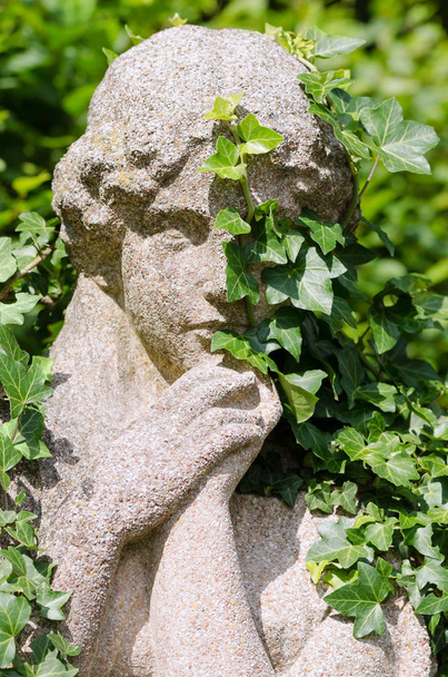 Stone statue of woman overgrown by ivy - Photo, Image